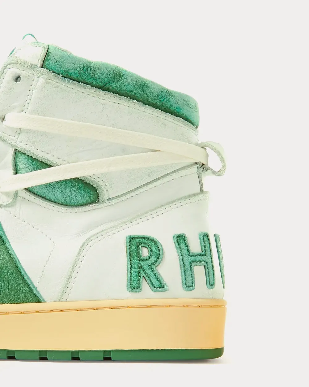 Rhecess Distressed Leather Green High Top Sneakers