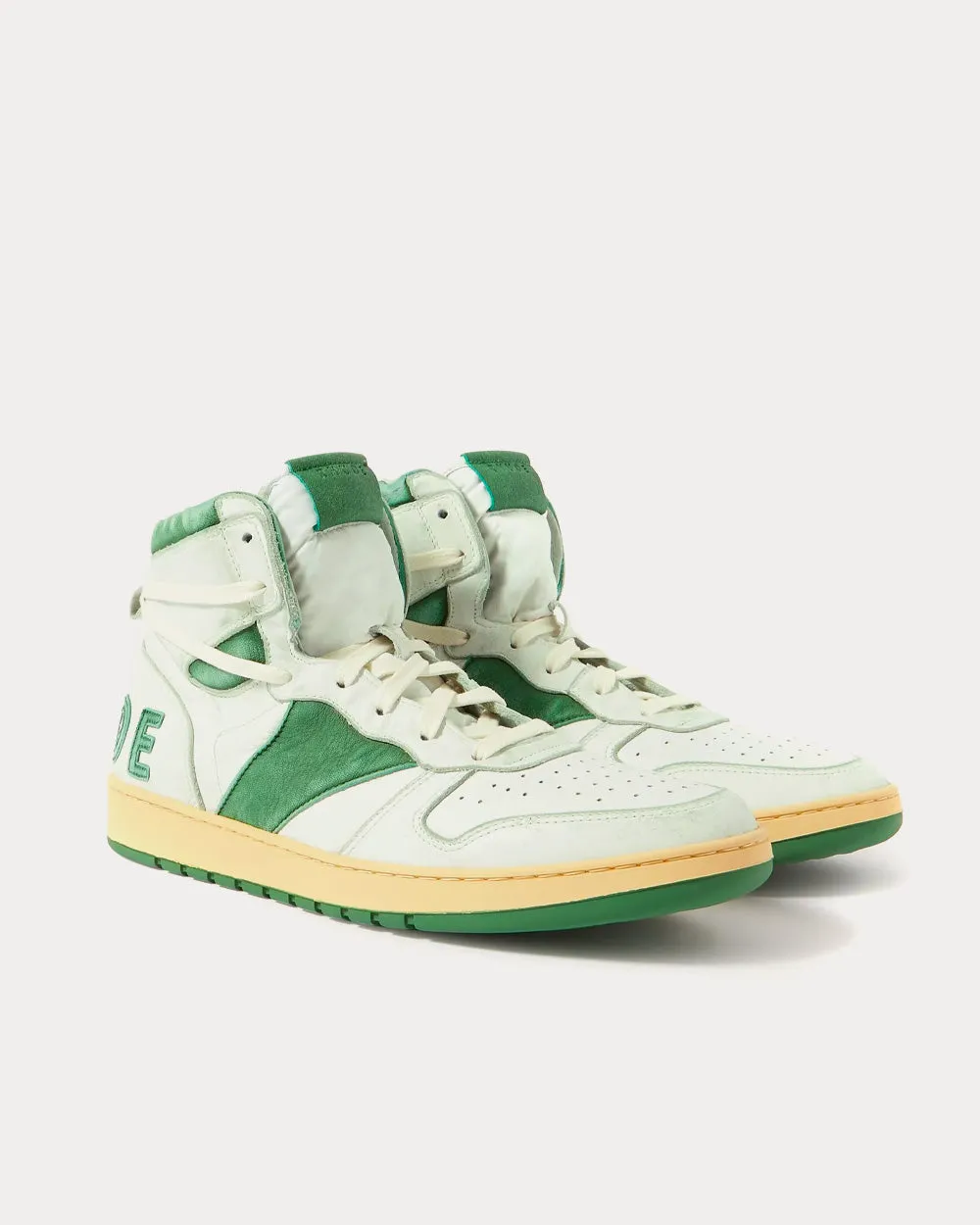 Rhecess Distressed Leather Green High Top Sneakers