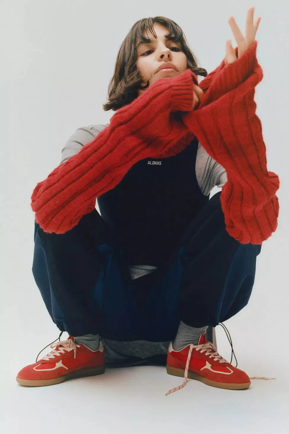 Rife Sheen Red Leather Sneakers