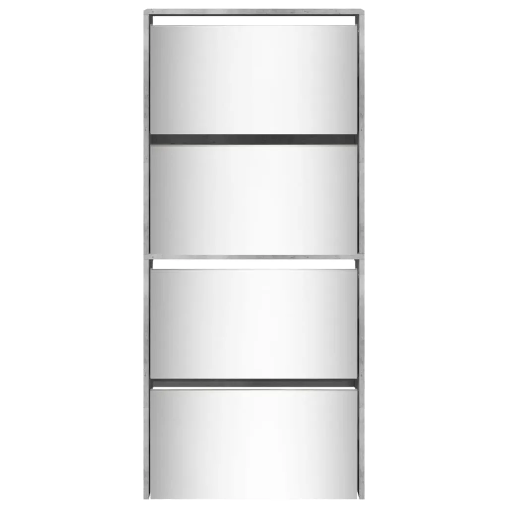Shoe Cabinet with Mirror 4-Layer Concrete Grey 63x17x134 cm