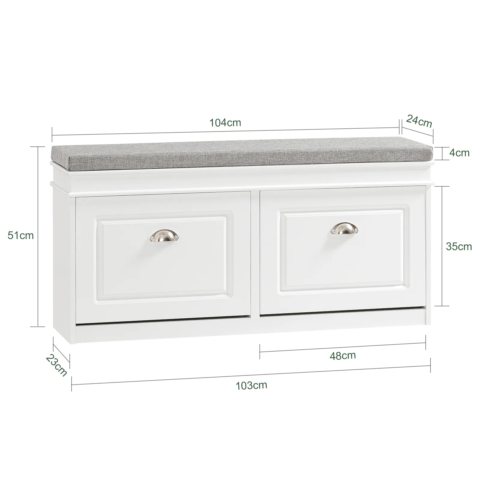 SoBuy FSR64-W,Hallway Shoe Bench,Shoe Cabinet with Flip-Drawer and Seat Cushion
