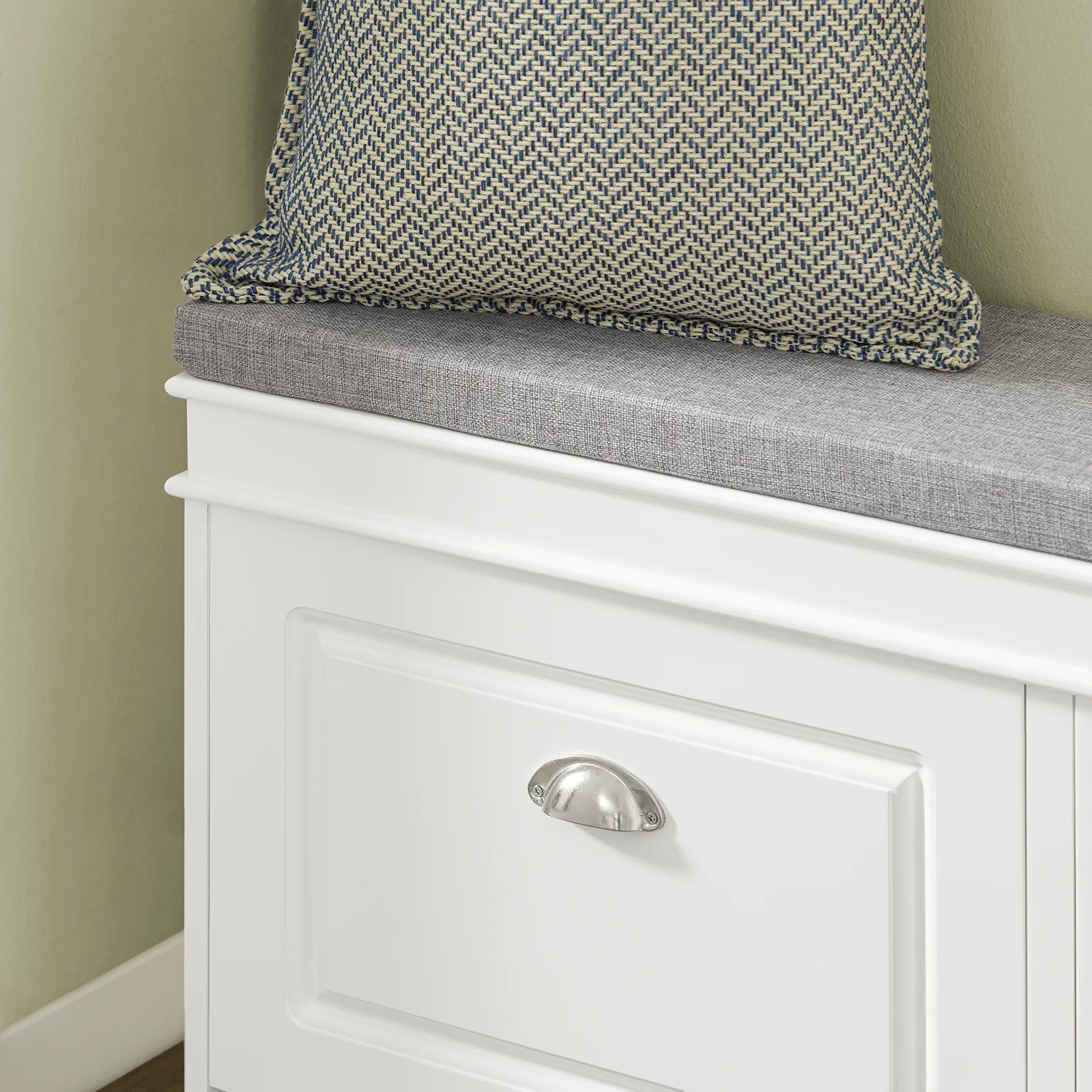 SoBuy FSR64-W,Hallway Shoe Bench,Shoe Cabinet with Flip-Drawer and Seat Cushion