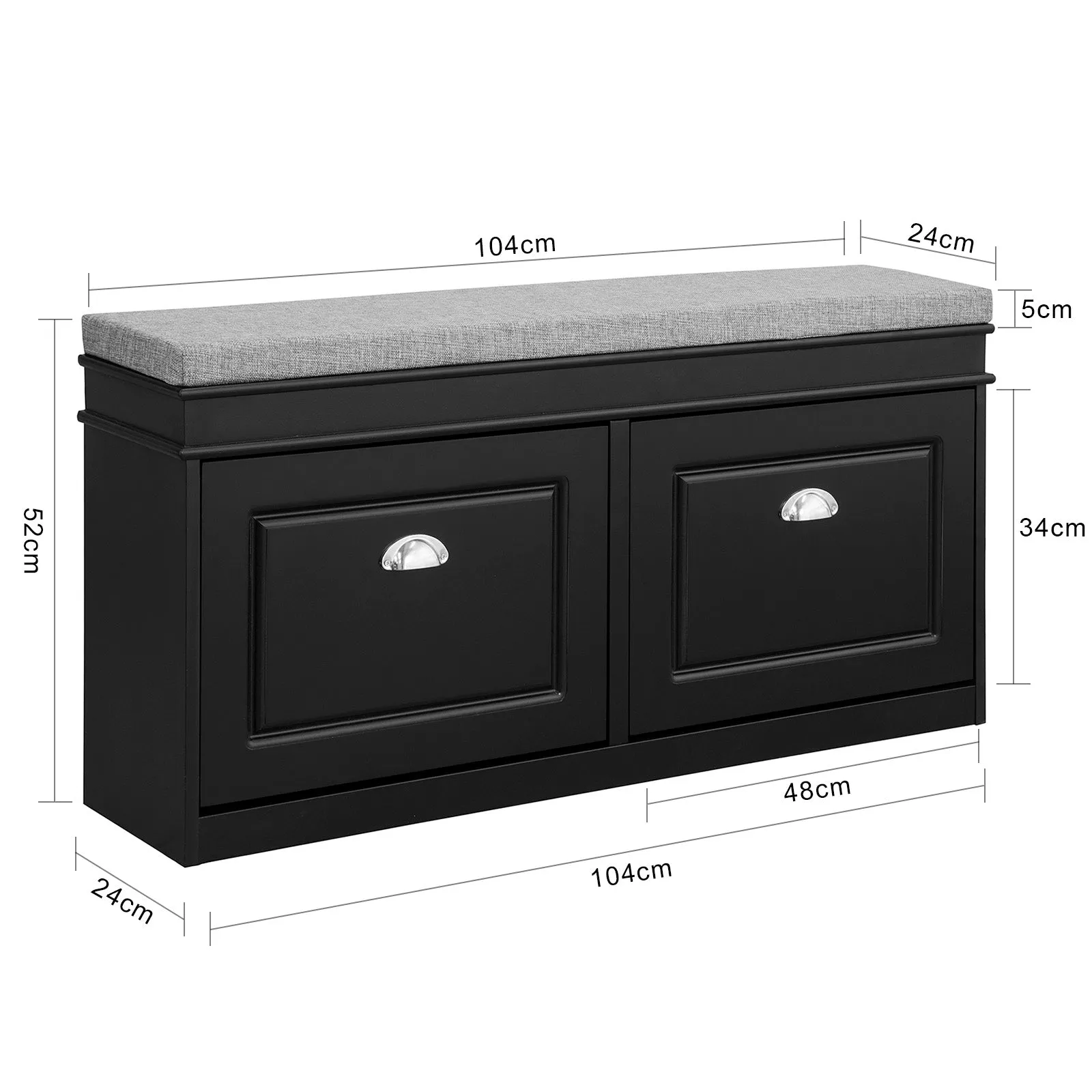 SoBuy Hallway Shoe Bench Shoe Rack Shoe Cabinet with Flip-drawer and Seat Cushion FSR64-SCH