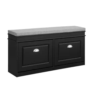 SoBuy Hallway Shoe Bench Shoe Rack Shoe Cabinet with Flip-drawer and Seat Cushion FSR64-SCH