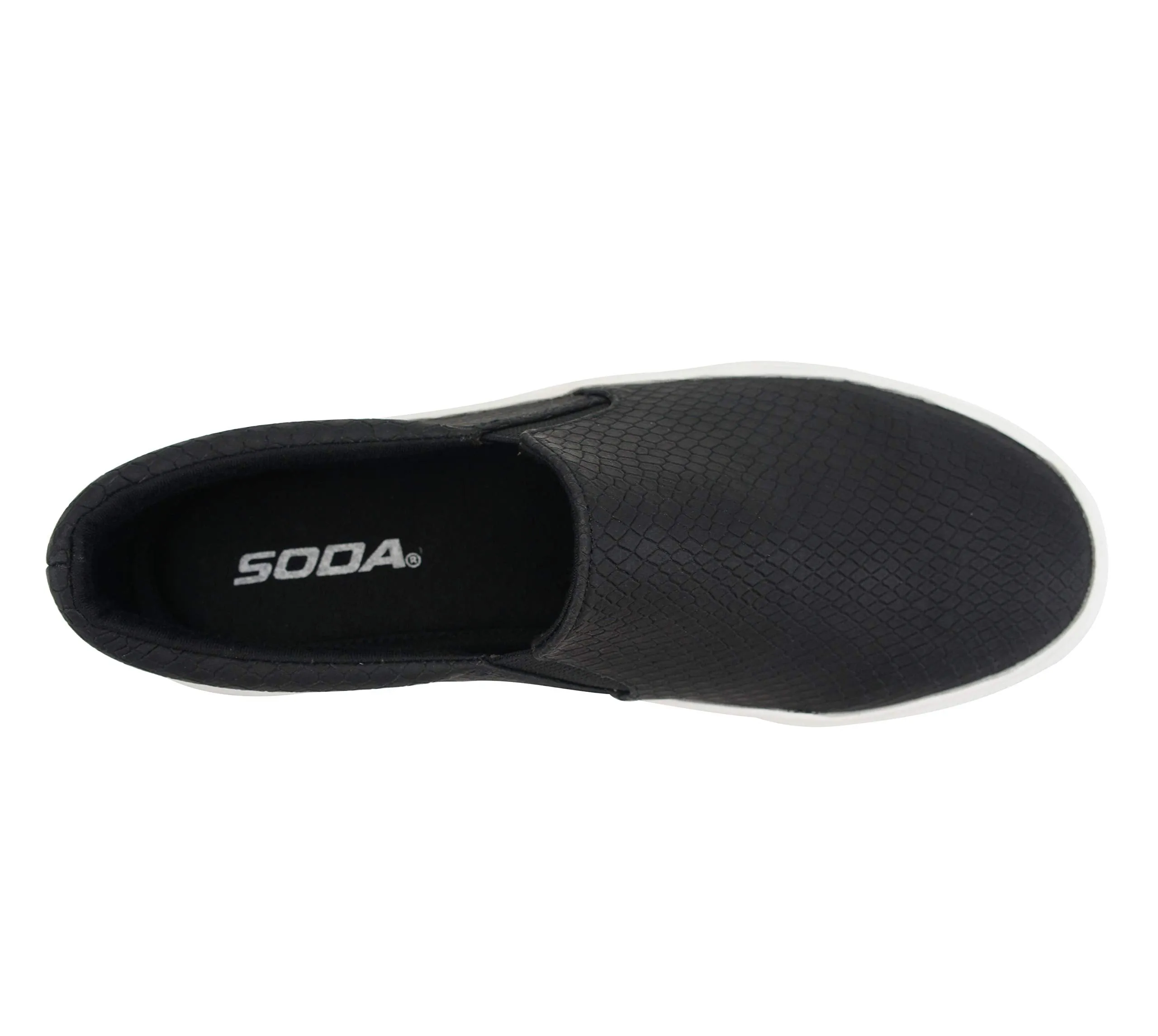 Soda Hike Black Cobra Slip On Double Layer Foam Padded Fashion Low Top Sneakers