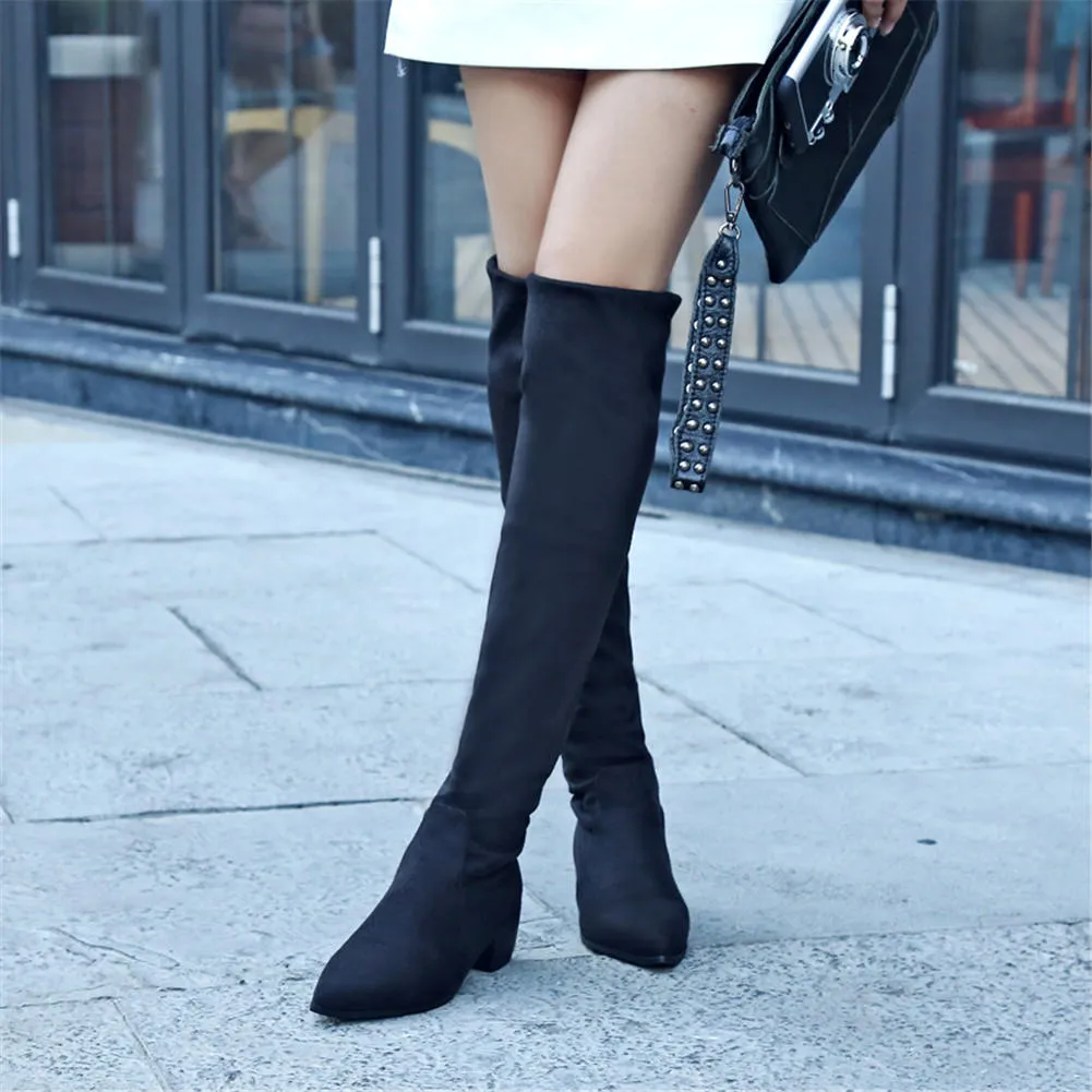 stretch cloth over the knee Boots Slip On