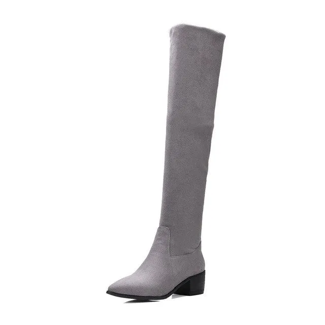 stretch cloth over the knee Boots Slip On