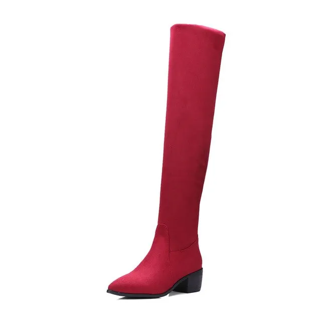stretch cloth over the knee Boots Slip On