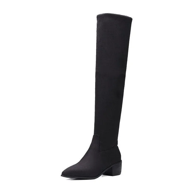 stretch cloth over the knee Boots Slip On