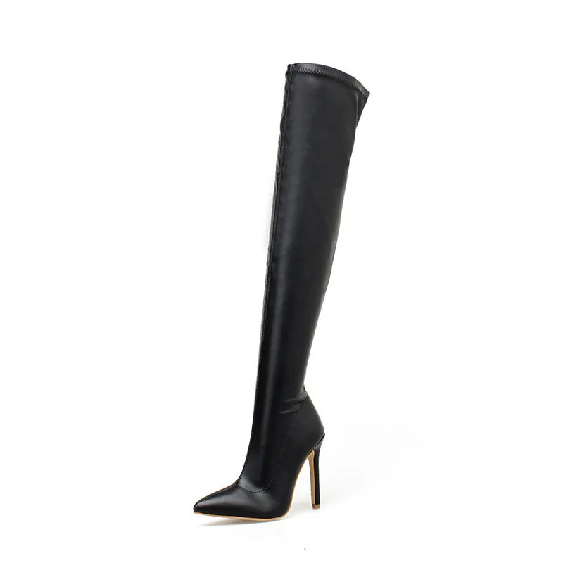 Thin High Heel Pointed Long Tube Knee Boots