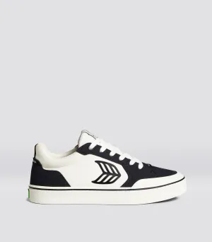 VALLELY Skate Black Suede Vintage White Cordura Black Logo Sneaker Women