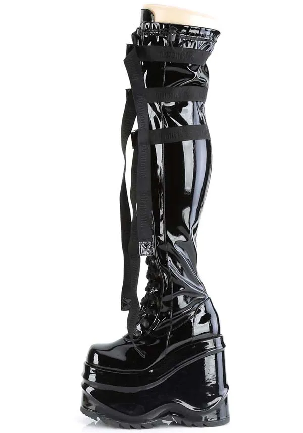 WAVE-315 [Black Patent] | PLATFORM BOOTS [PREORDER]
