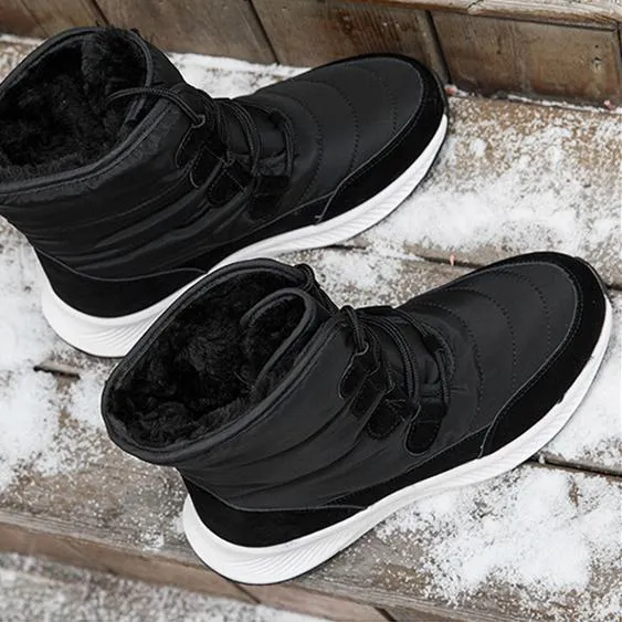 Women winter faux fur lace up high cut platform snow boots