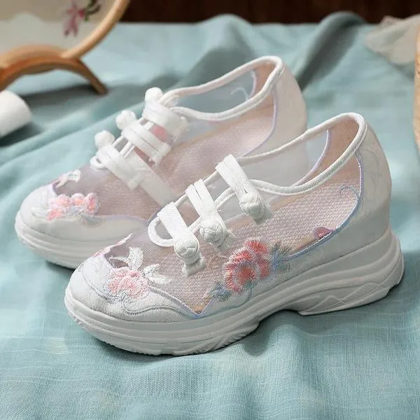 Women's Mesh Embroidered Platform Sneakers 24452541C