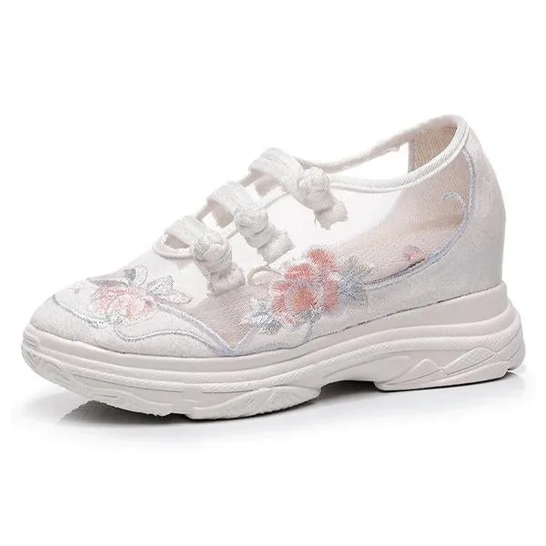 Women's Mesh Embroidered Platform Sneakers 24452541C