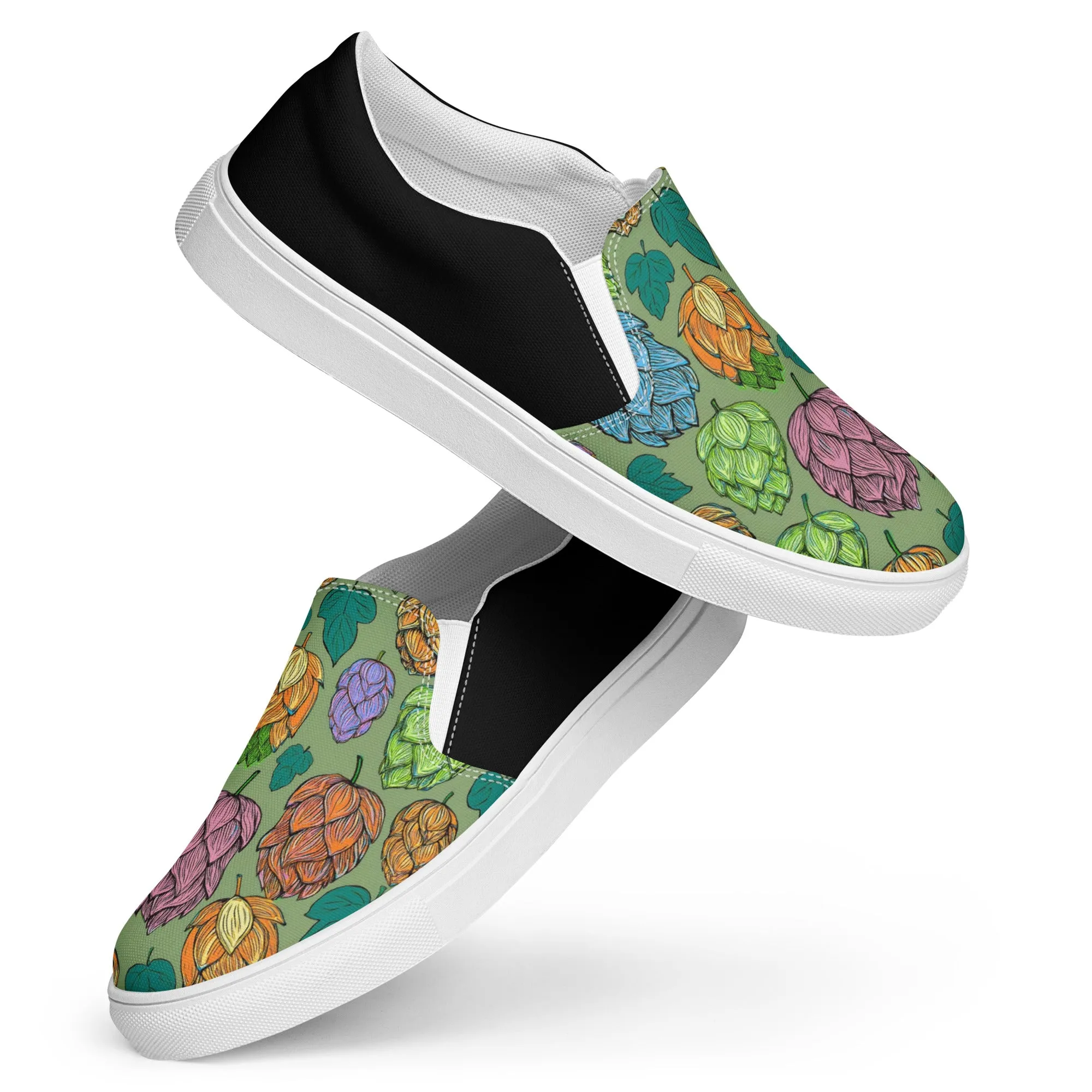 Women’s Mind Your Hops Slip-On Canvas Shoes – Black &  Floral