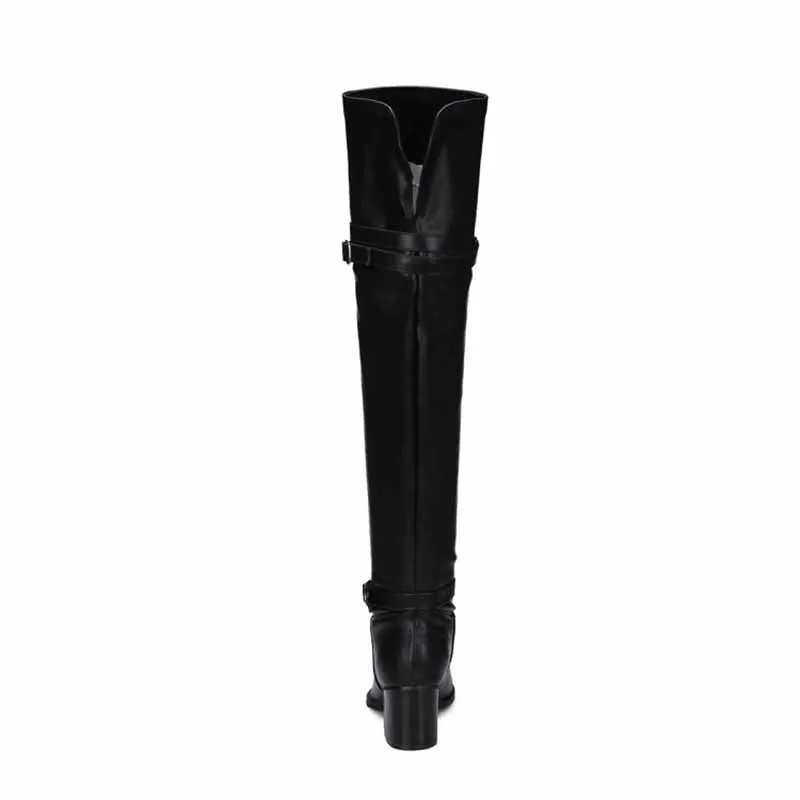 Women's plus size over the knee boots buckled long boots