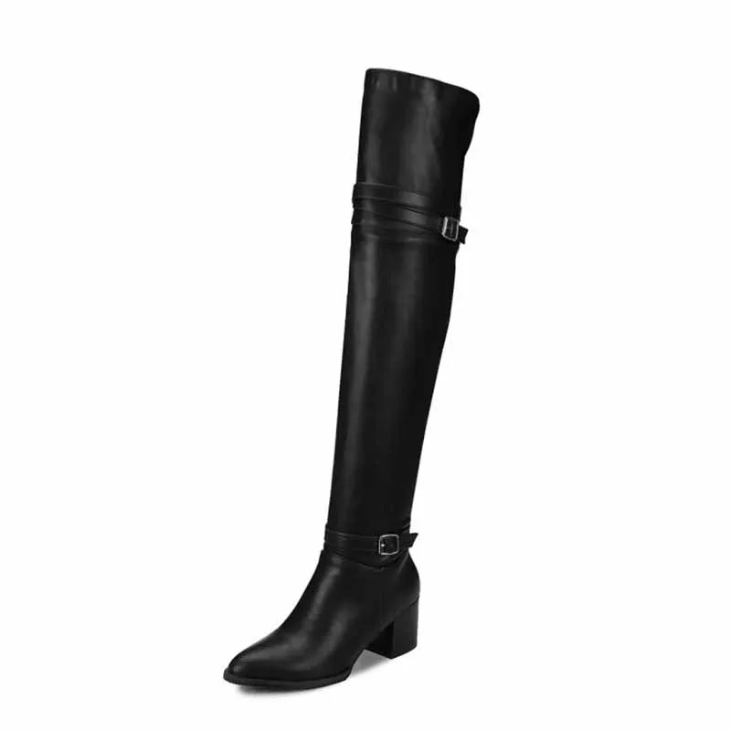 Women's plus size over the knee boots buckled long boots