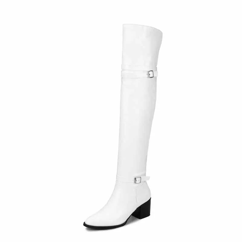 Women's plus size over the knee boots buckled long boots