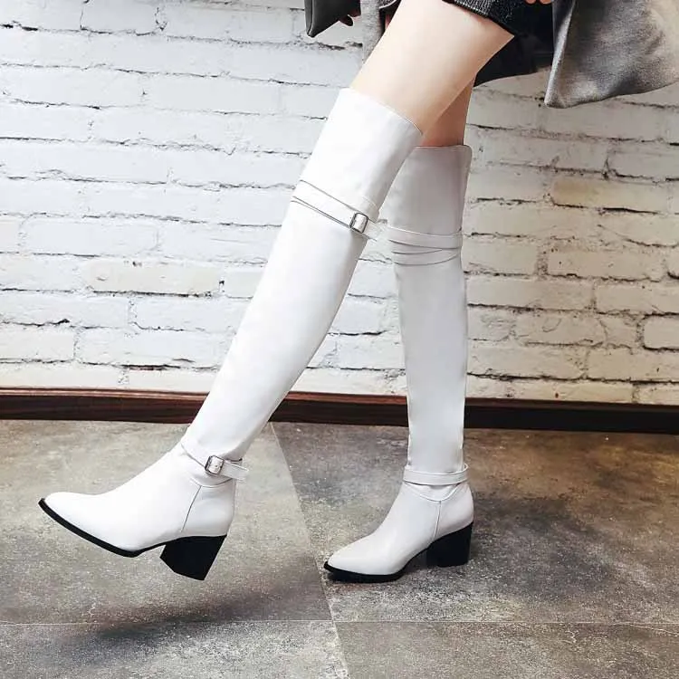 Women's plus size over the knee boots buckled long boots