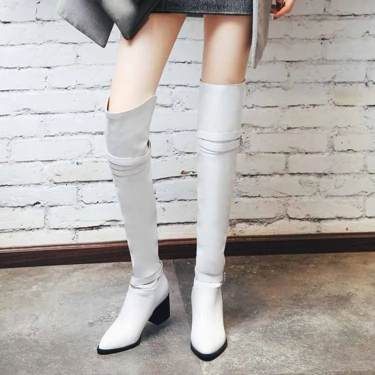 Women's plus size over the knee boots buckled long boots