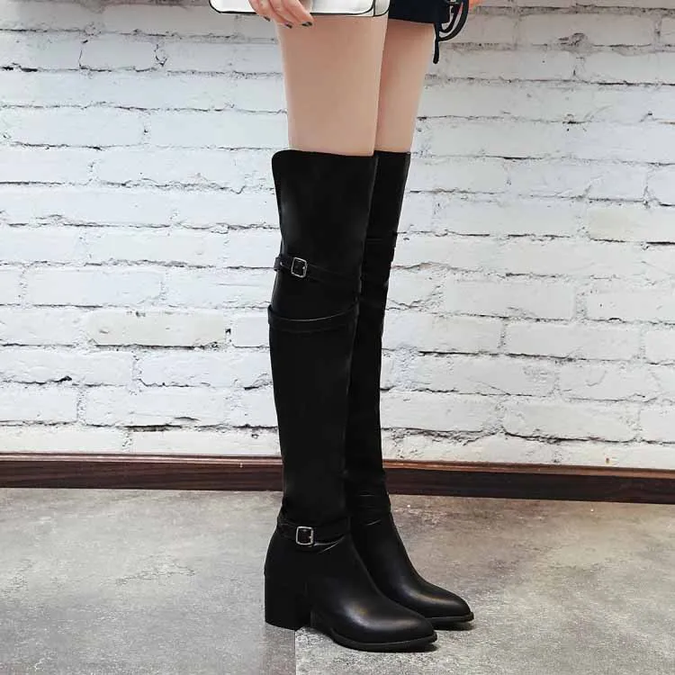 Women's plus size over the knee boots buckled long boots