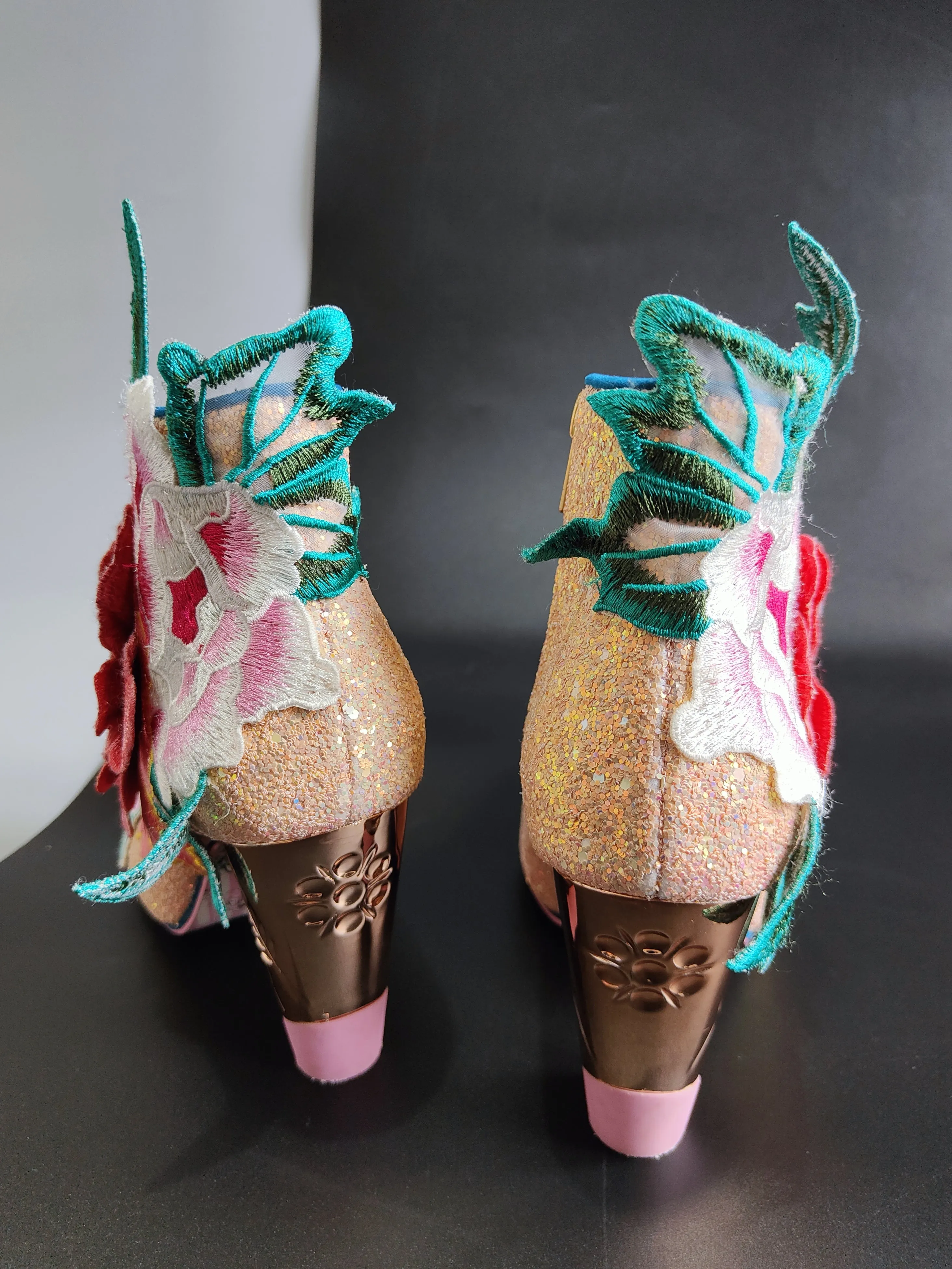 Women’s Rows Garden Heel Glitter Ankle Boots in Floral UK 6 / EU 39