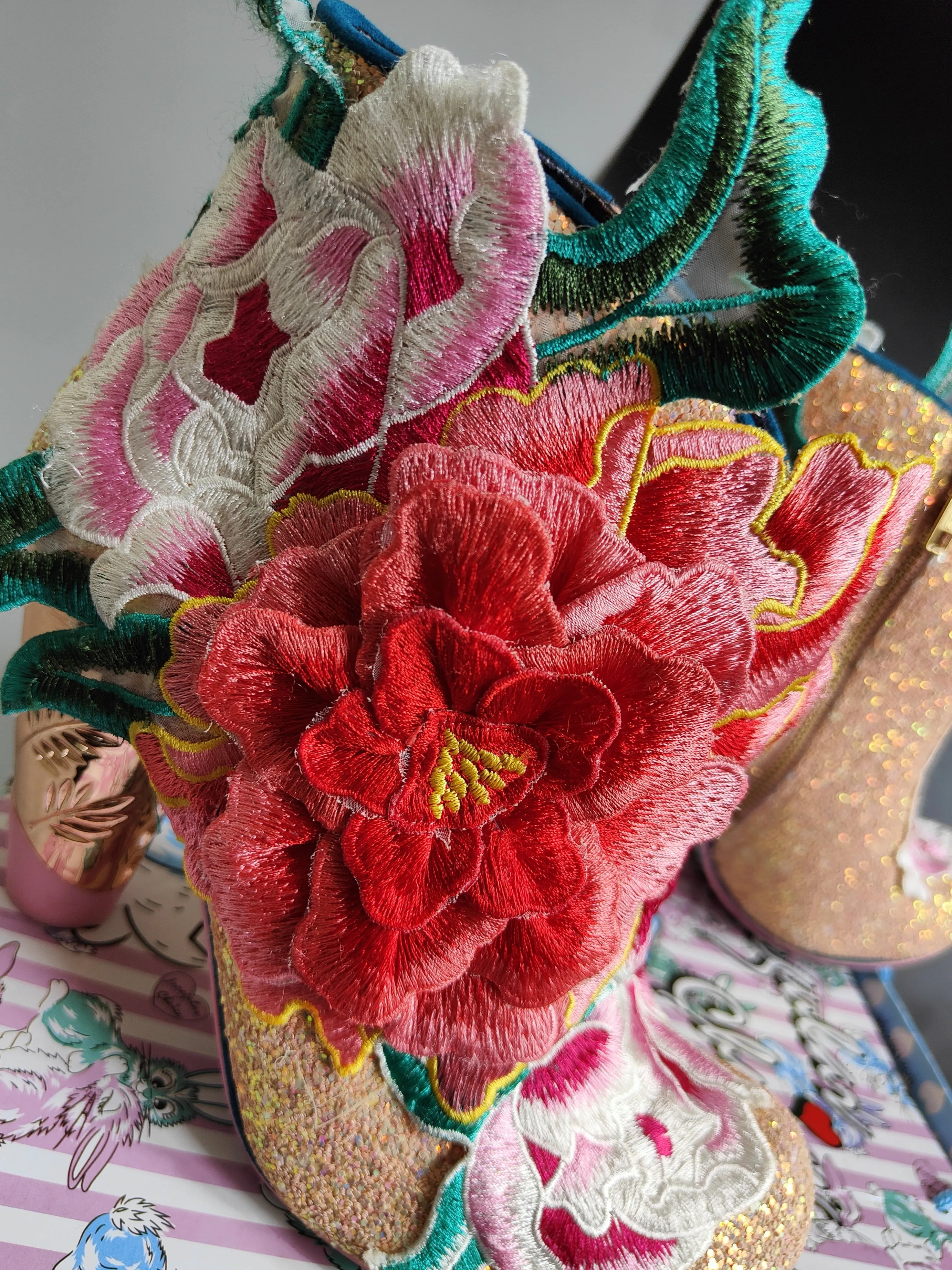 Women’s Rows Garden Heel Glitter Ankle Boots in Floral UK 6 / EU 39