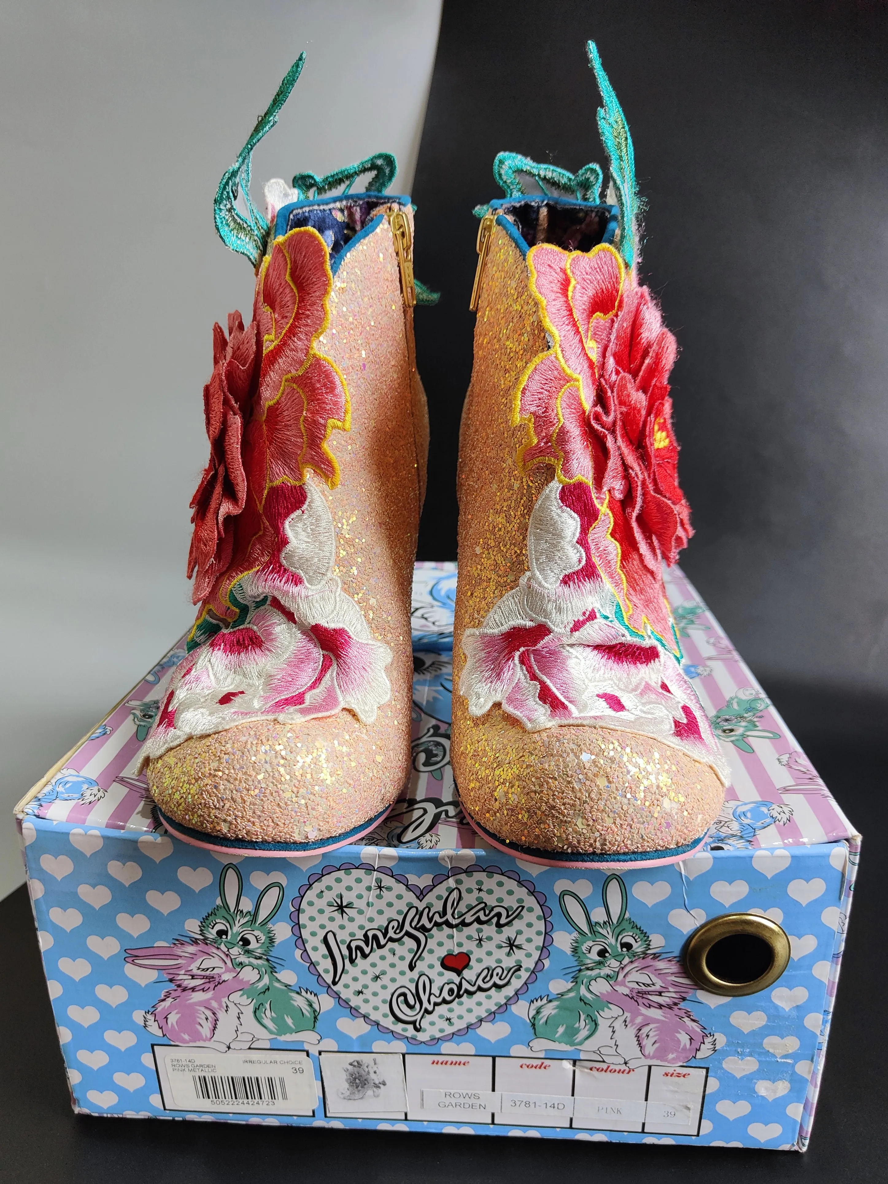Women’s Rows Garden Heel Glitter Ankle Boots in Floral UK 6 / EU 39
