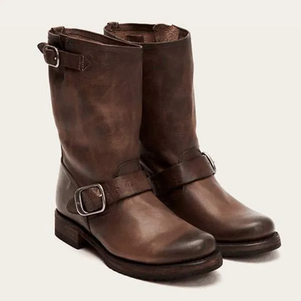Women's Square Heel Low Heel Mid-Calf Boots 53528429C