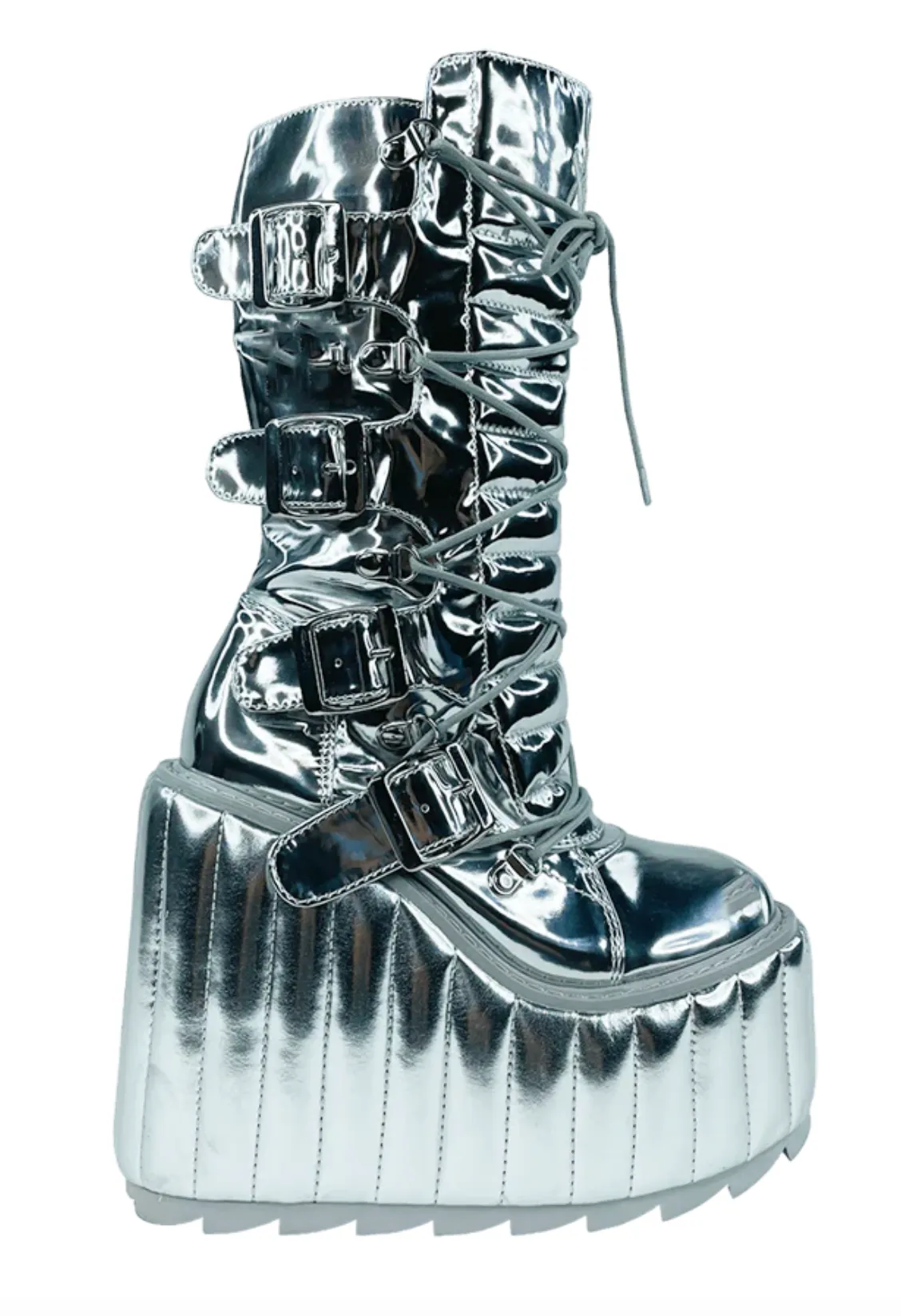 YRU Shoes Dune Moto Platform Metallic Silver