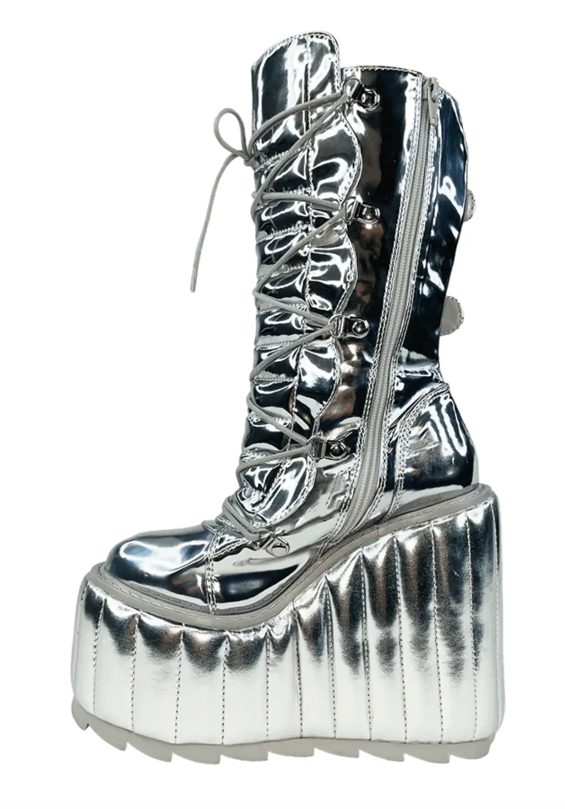 YRU Shoes Dune Moto Platform Metallic Silver